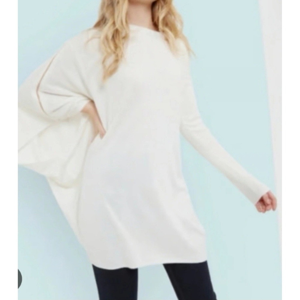 NEW Angora-Blend Tunic Asymmetric Soft Summer Sweater Lagenlook COCOON Neutral S
